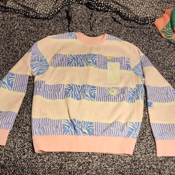 Nike Tops - Nike Pastel Striped Sweatshirt - Pink, Blue, Yellow